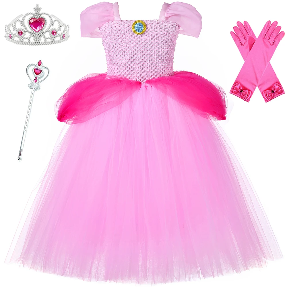 

Новинка платье принцессы Аврора пачка ярко-розовое Тюлевое детское платье для дня рождения для девочек детский Косплей Костюм для Хэллоуина спящего красавица