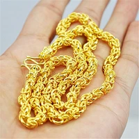 6mm men necklace chain hollow filigree dragon head design 18k yellow gold filled hip hop fashion men clavicle choker jewelry