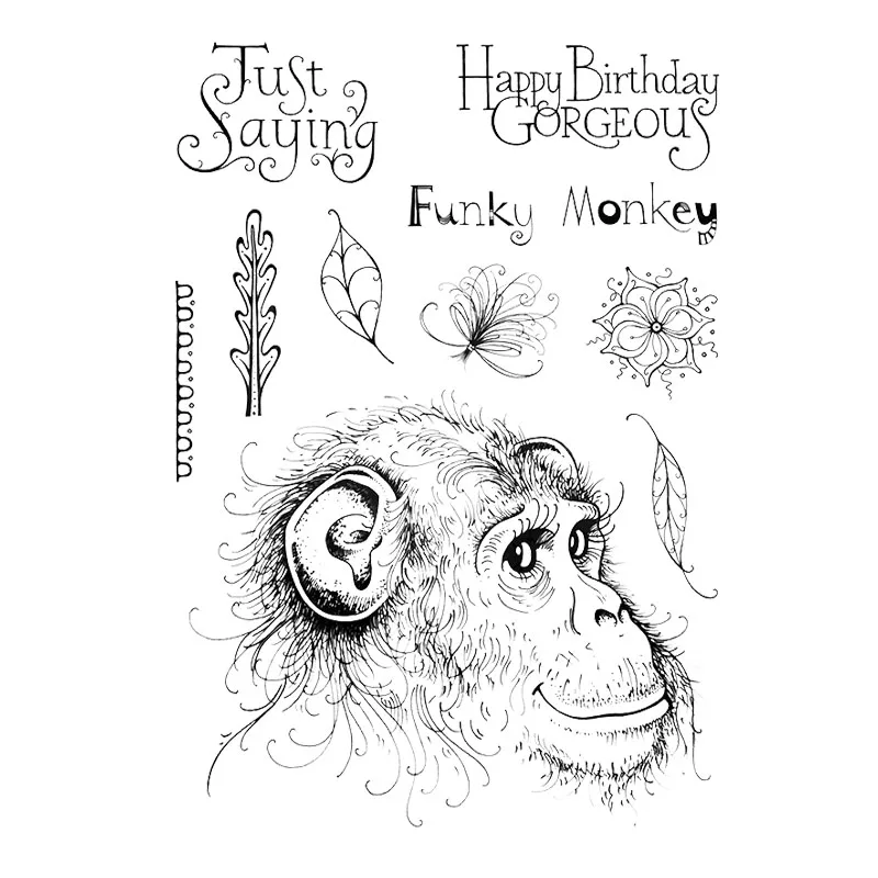 

6x8.2inch Monkey Clear Stamp Animals Transparent Silicone Stamps for DIY Scrapbooking Card Making Decoration Supplies X15