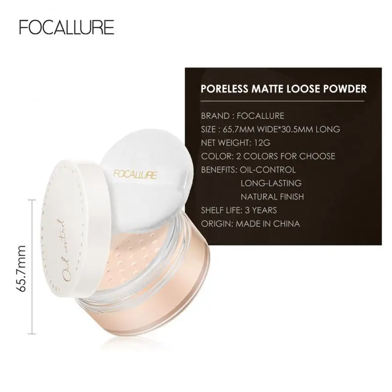 

FOCALLURE Oil-Control Loose Powder Invisible Pores Matte Face Finish Setting Womens Cosmetics Mineral Face Powder Makeup TSLM1