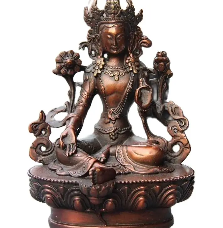 

Тибетский Buddhiasm красная медь, бронза Зеленая Тара Кван-Инь статуя Будды Бодхисаттва 16 см/20 см