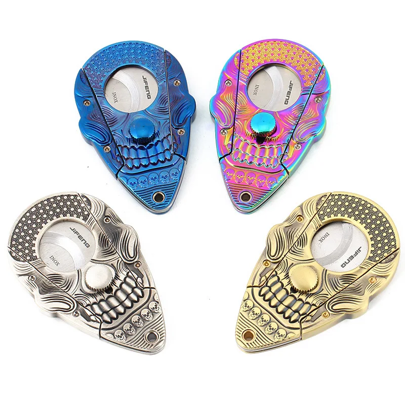 

Cigar Scissors Cigar Knife Stainless Steel Skull Cigar Cutter Automatic Popping and Pressing Shear Cigar Cutter