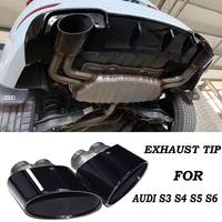 car accessories 1 pair exhaust tip for audi rs3 rs4 rs4 rs5 rs6 double inner exhaust pipe stainless steel car muffler tip