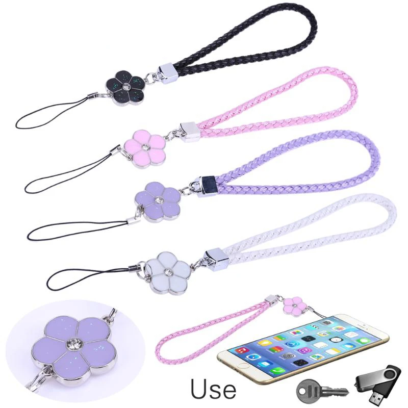 

Wrist Anti-Lost Hanging Cord PU Leather Rope Flower Mobile Phone Strap Cell Phone Lanyard Mobile Phone Lanyard Keychain