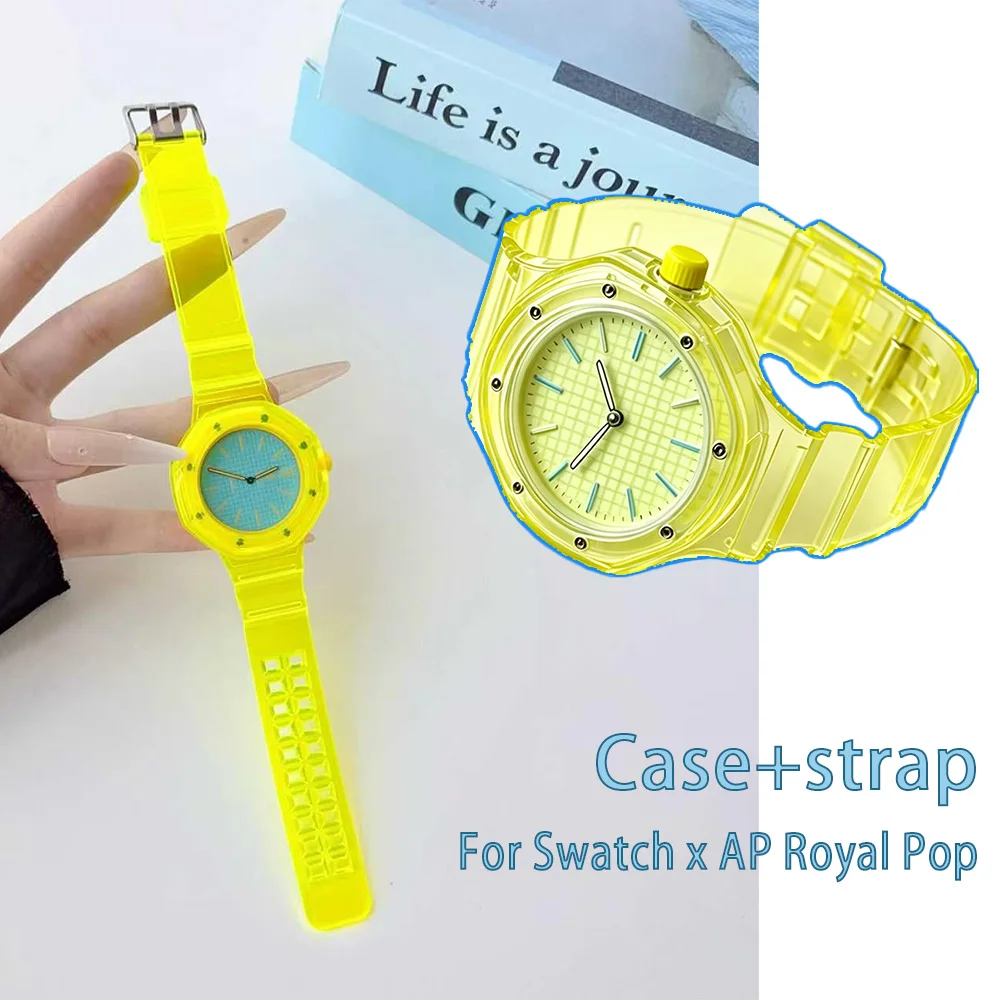 Фото Ремешок для часов Swatch x AP Royal Pop - противоударный силиконовый браслет, чехол из ТПУ, водонепроницаемый, сменный, регулируемый ремешок №1