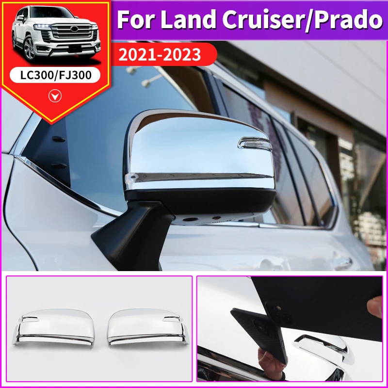 

Chrome Rearview Mirror Shell Cover For Toyota Land Cruiser 300 Lc300 2022 Decoration Accessories Anti-Scratch Body Kit VXR GXR