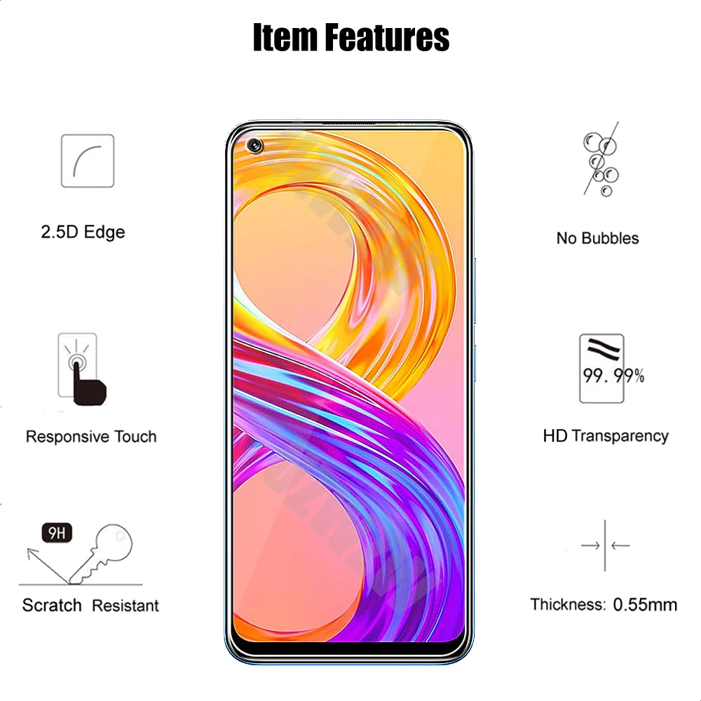 For Realme 8 Pro / Realme 8 4G / 5G Premium Tempered Glass Screen Protector Protective Film HD Clear Protecting Guard
