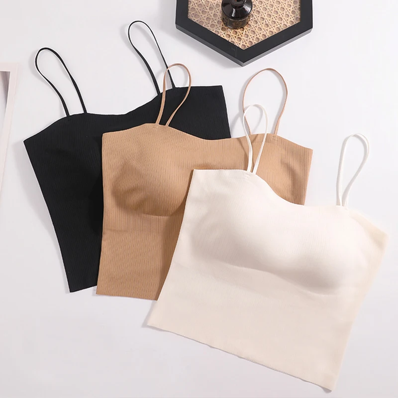 

Женский укороченный Топ для женщин, пикантная майка пуш-ап без косточек с подкладкой, Спортивное нижнее белье, Летняя шелковая майка для женщин