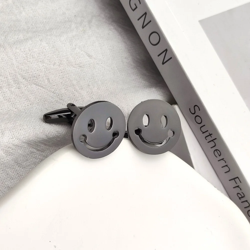 Stainless Steel Round Cufflinks Men's Suit Shirt Smiley Face Cufflinks High-Quality Jewelry Send Boyfriend Cufflinks Birthday