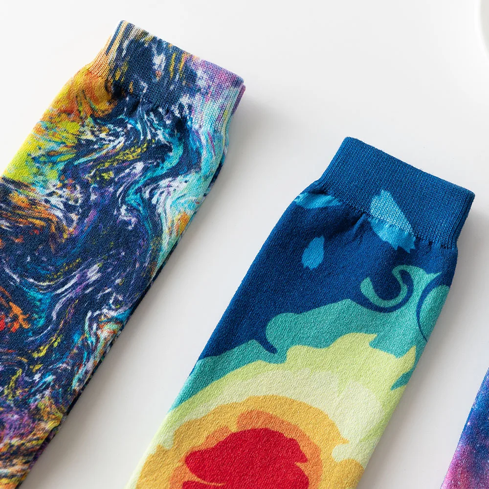 Skateboard Socks Men's Mid-Tube Autumn And Winter Ins Trend Original Illustration Couple Socks Female Street Outside Wear Men's