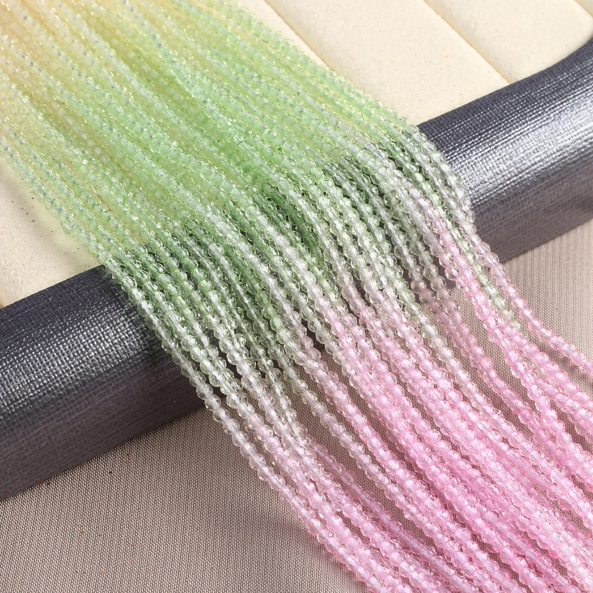 

2 Strands Charming Spinel Green Pink Gradual Small Beads 2/3mm Jewelry Making Necklace DIY Bracelet Accessories Gift