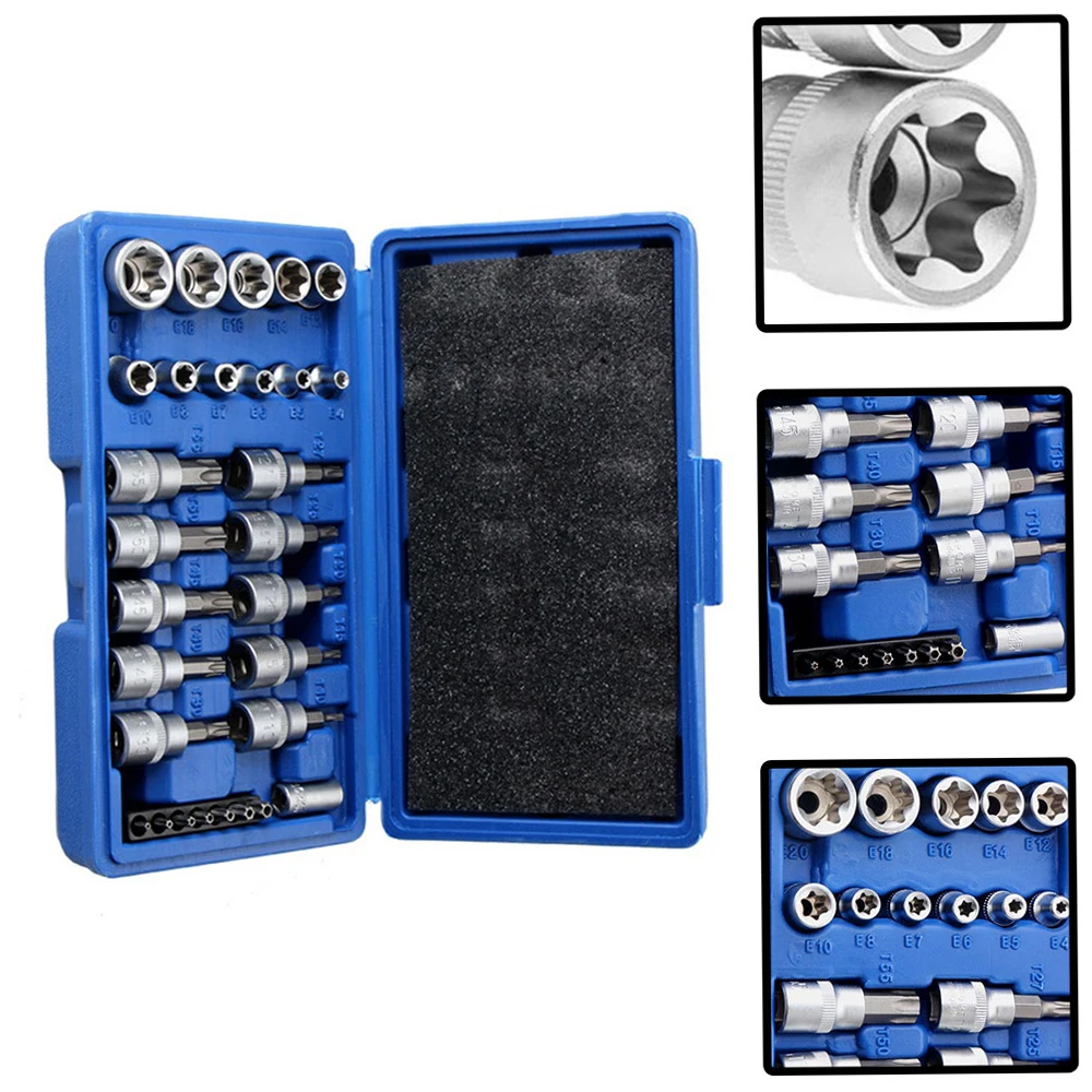 Набор шестигранных звездообразных головок и сверл Torx мужские/женские безопасные