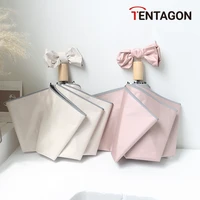 tentagon automatic folding 3 stage cute bow knot rain umbrella advanced travel umbrella uv sun umbrella for women free shipping
