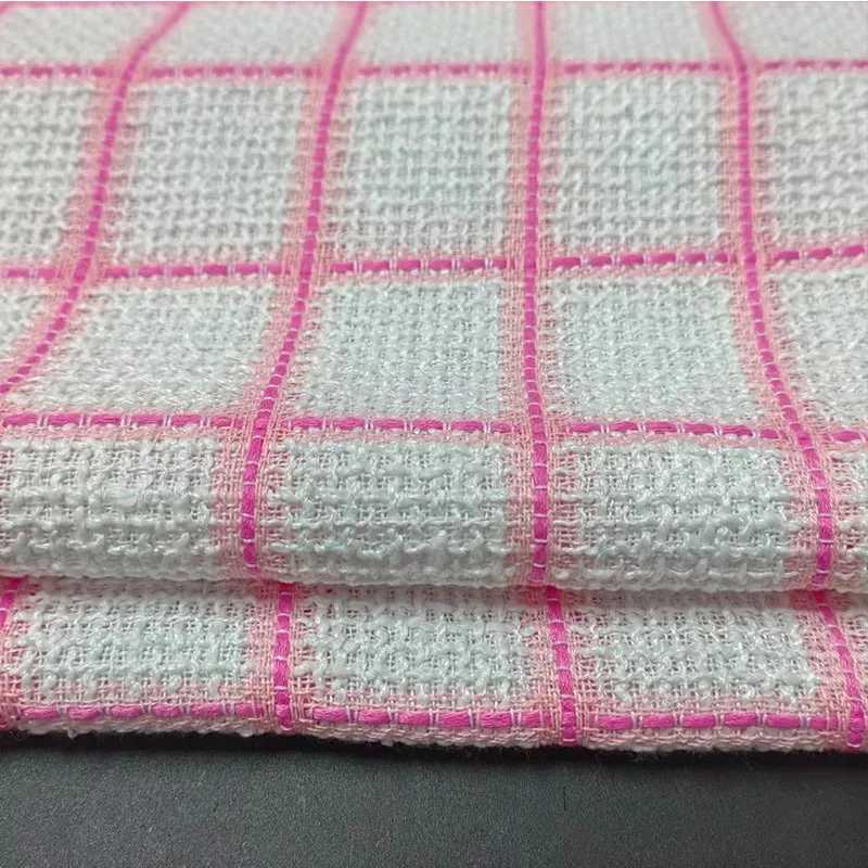 50x145 см модная розовая решетчатая плетеная твидовая ткань для женщин осенняя
