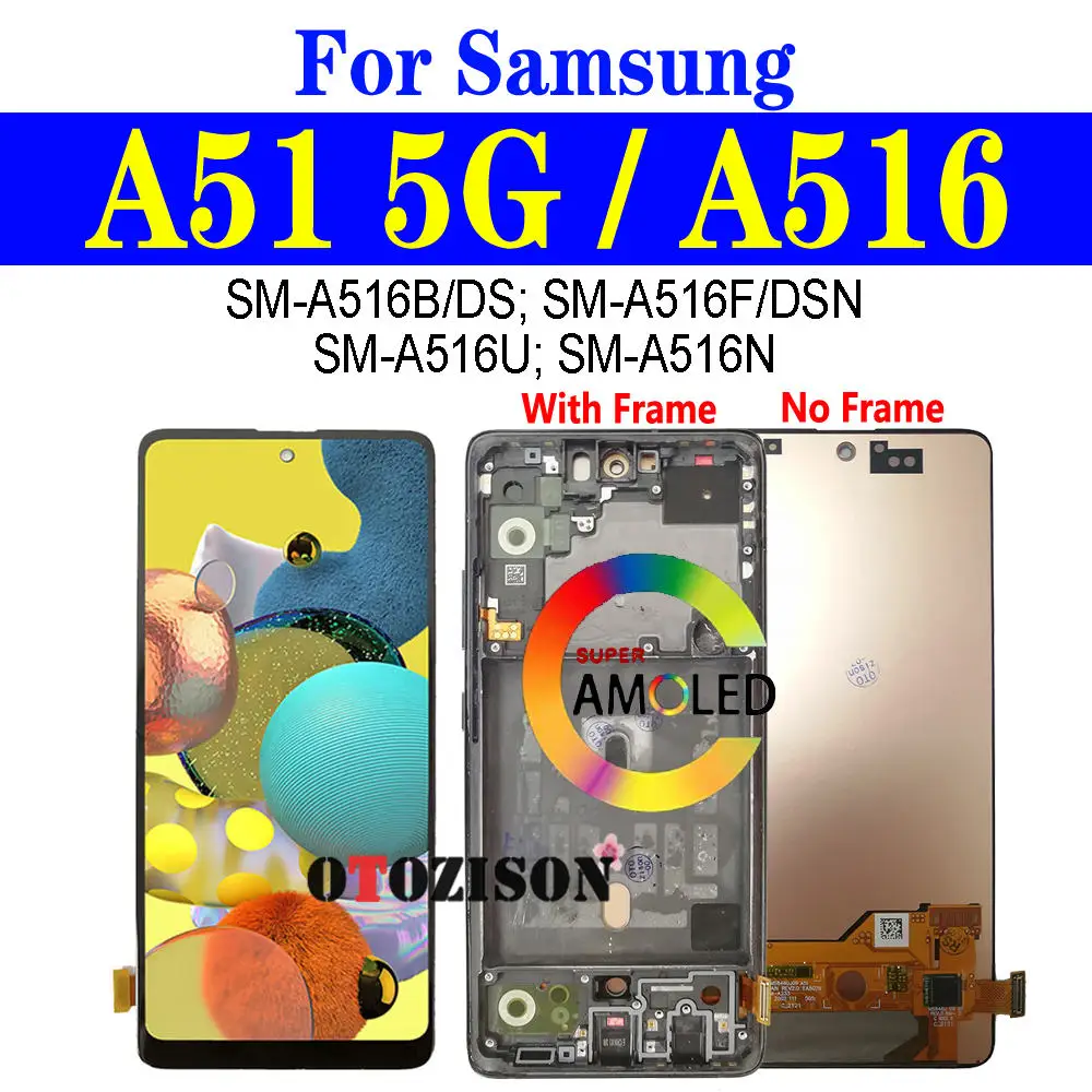 Super AMOLED A516 LCD с рамкой для Samsung Galaxy A51 5G экран дисплей SM-A516B/DS SM-A516F/DSN ЖК сенсорный дигитайзер в сборе