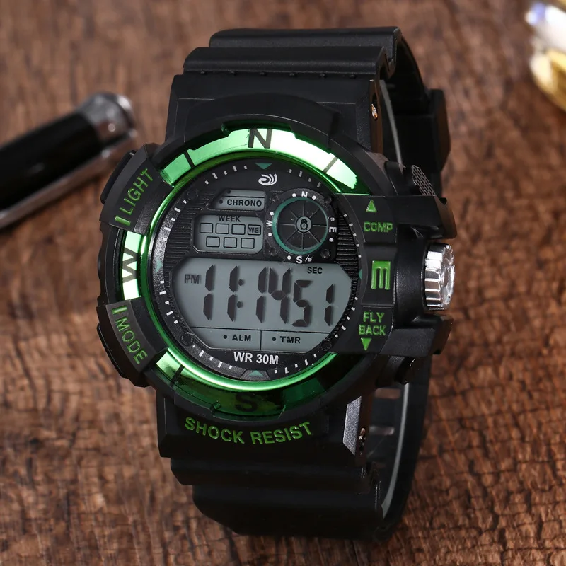 Men's and women's leisure sports mountaineering watches with black plated boxed watches student electronic watches enlarge
