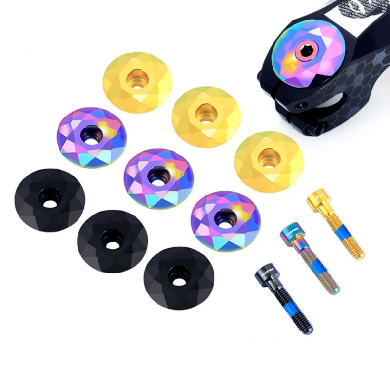 

Mountain Bike Handlebar Cover Titanium Alloy Screw Road Bike Diamond Headset Cover Personality Modification Accessories