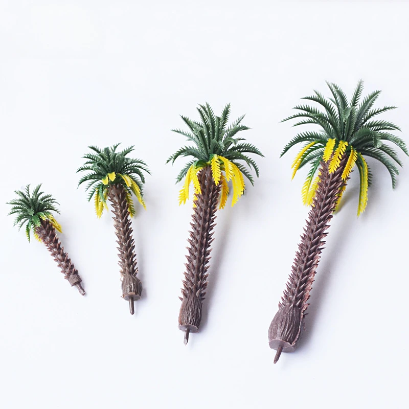 

10Pcs Artificial Model coconut tree mini landscape tree handmade plastic finished tree construction sandbox garden micro scene