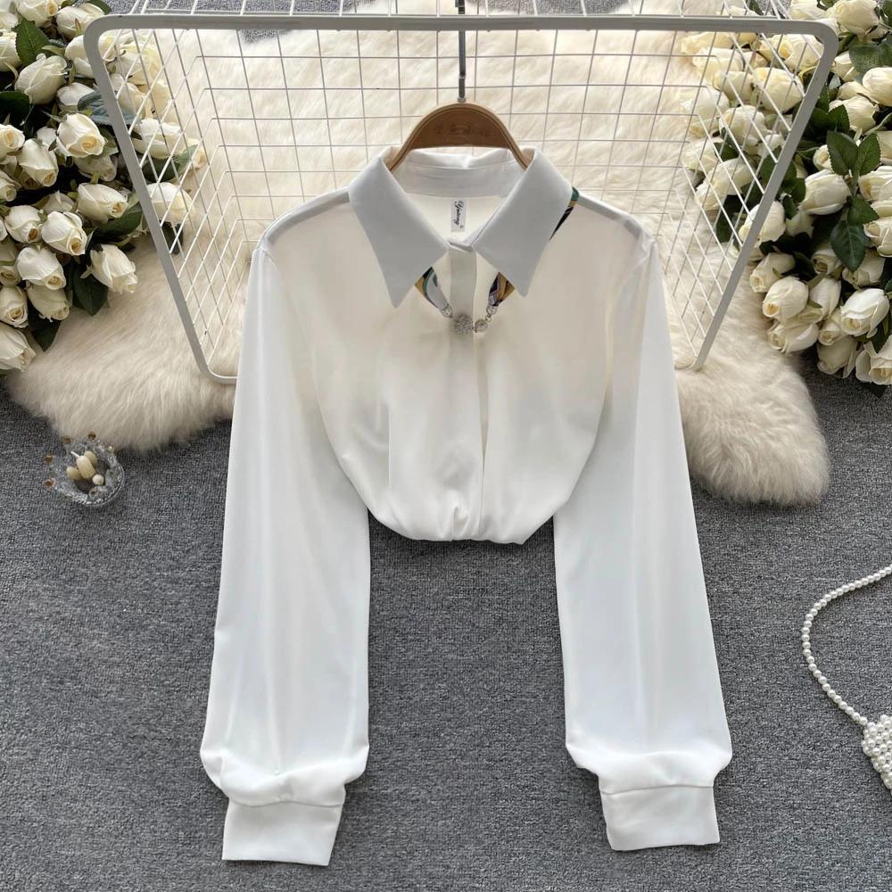 

Spring New White Design Sense Light Mature Wind Career Commuter Fashion Long-sleeved Temperament Chic Blouse