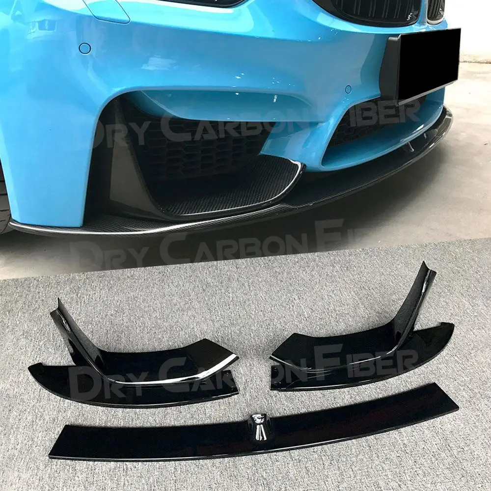Wygląd włókna węglowego przedni spojler zderzaka Spoiler Splitter fartuch dla BMW 3 4 serii F80 M3 F82 F83 M4 2014 - 2019 ABS czarny błyszczący