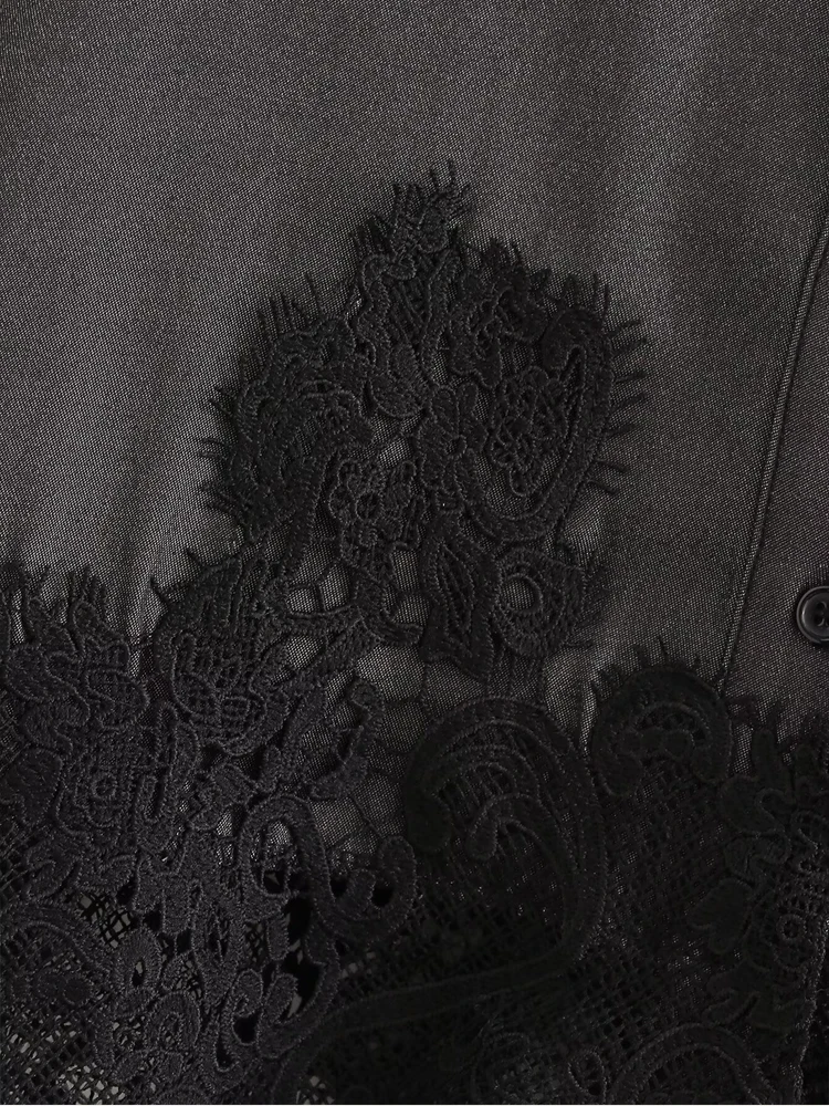 Женская блузка с длинным рукавом и отложным воротником в стиле пэчворк