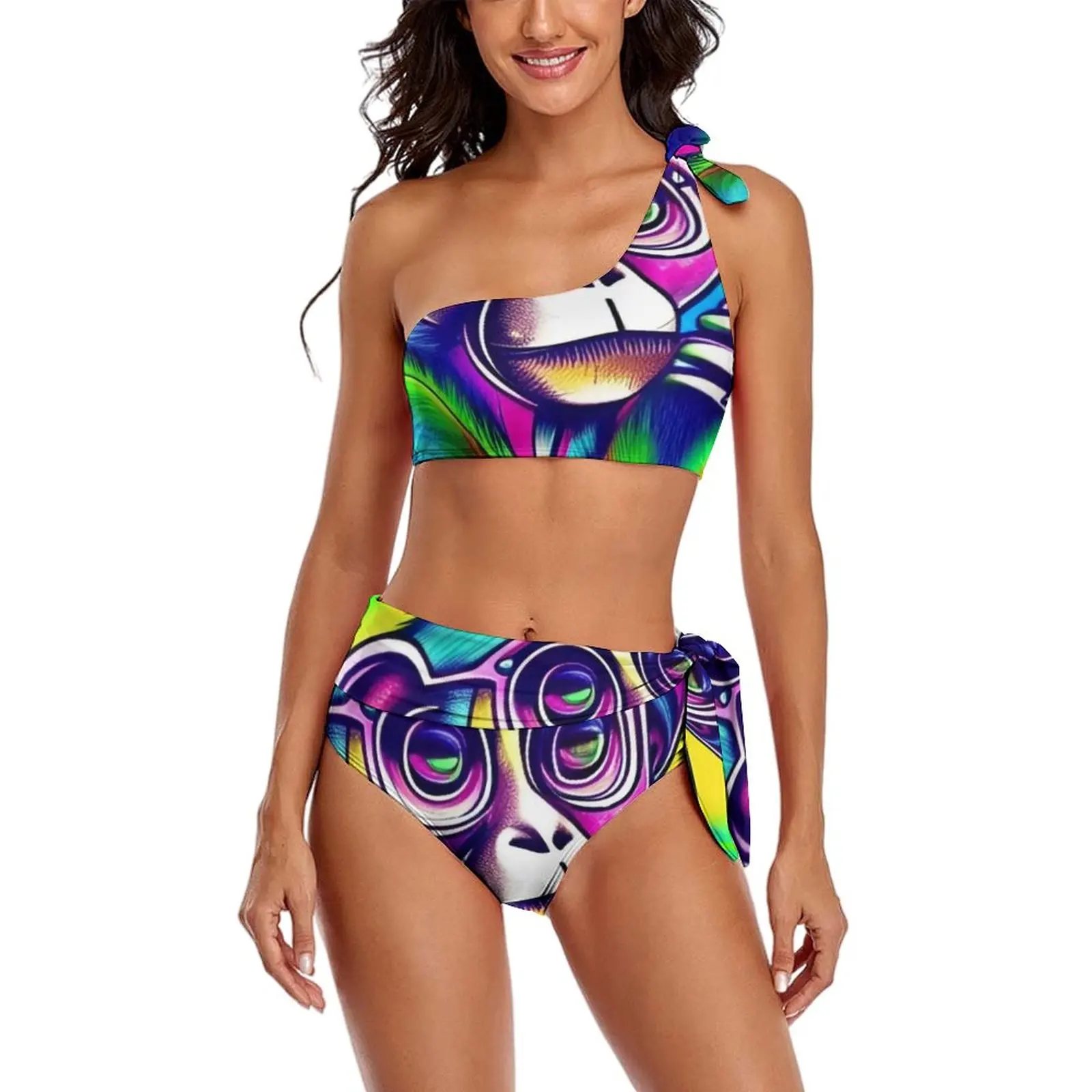 

Sexy Funny Monkey Bikinis Set Cute Animal Print Stylish Bikini Swimsuit High Waist Swimwear Surfing Graphic Swimsuits