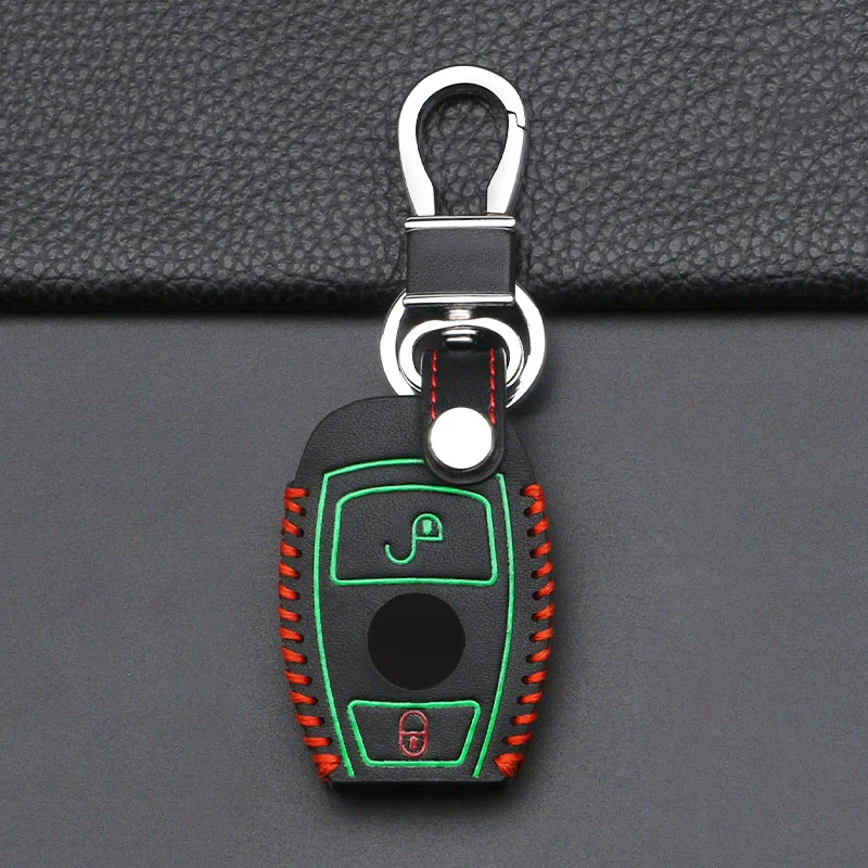 

Светящийся Кожаный Автомобильный пульт дистанционного управления для Mercedes Benz A B R G Class GLK GLA GLC GLR W204 W210 W176 W202 W463