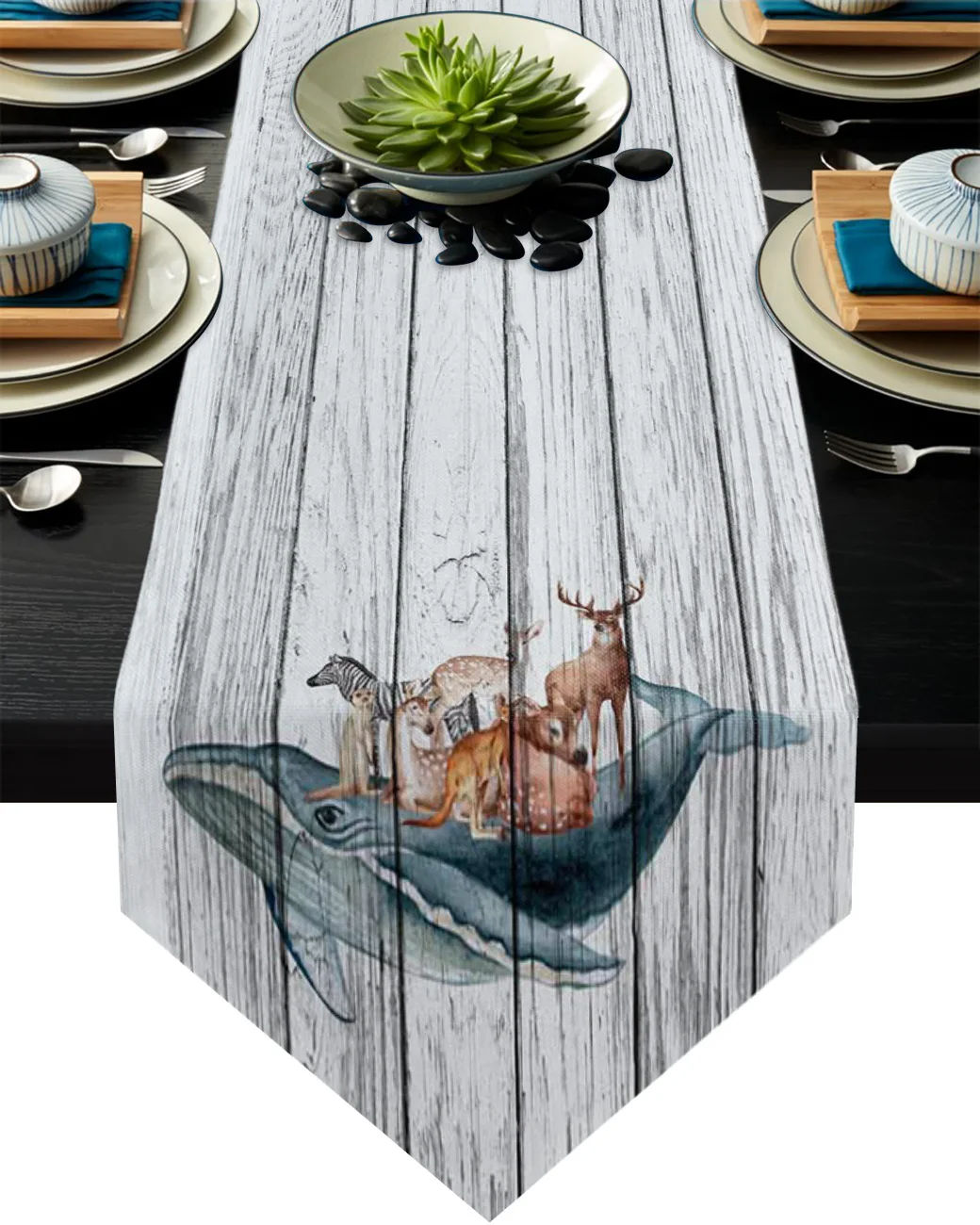 

Декоративная скатерть с рисунком Кита, дерева, оленя, зебры, украшение для дома, украшение для стола, скатерть для стола