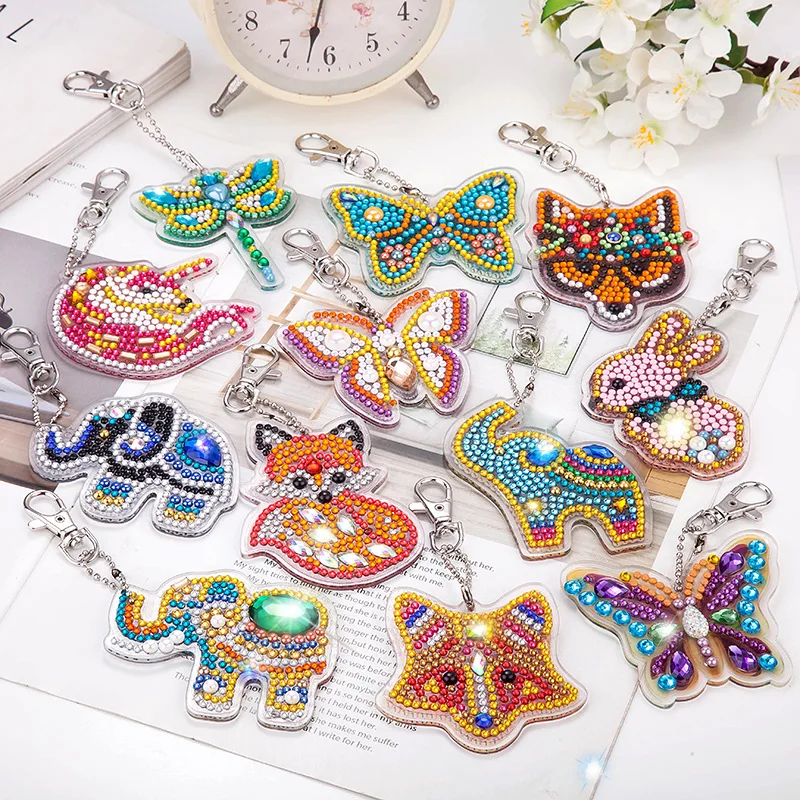 

5D брелоки с алмазной живописью, «сделай сам», специальная форма, полная вышивка, алмазная вышивка, брелок, женская сумка, украшение, ремесло, ...