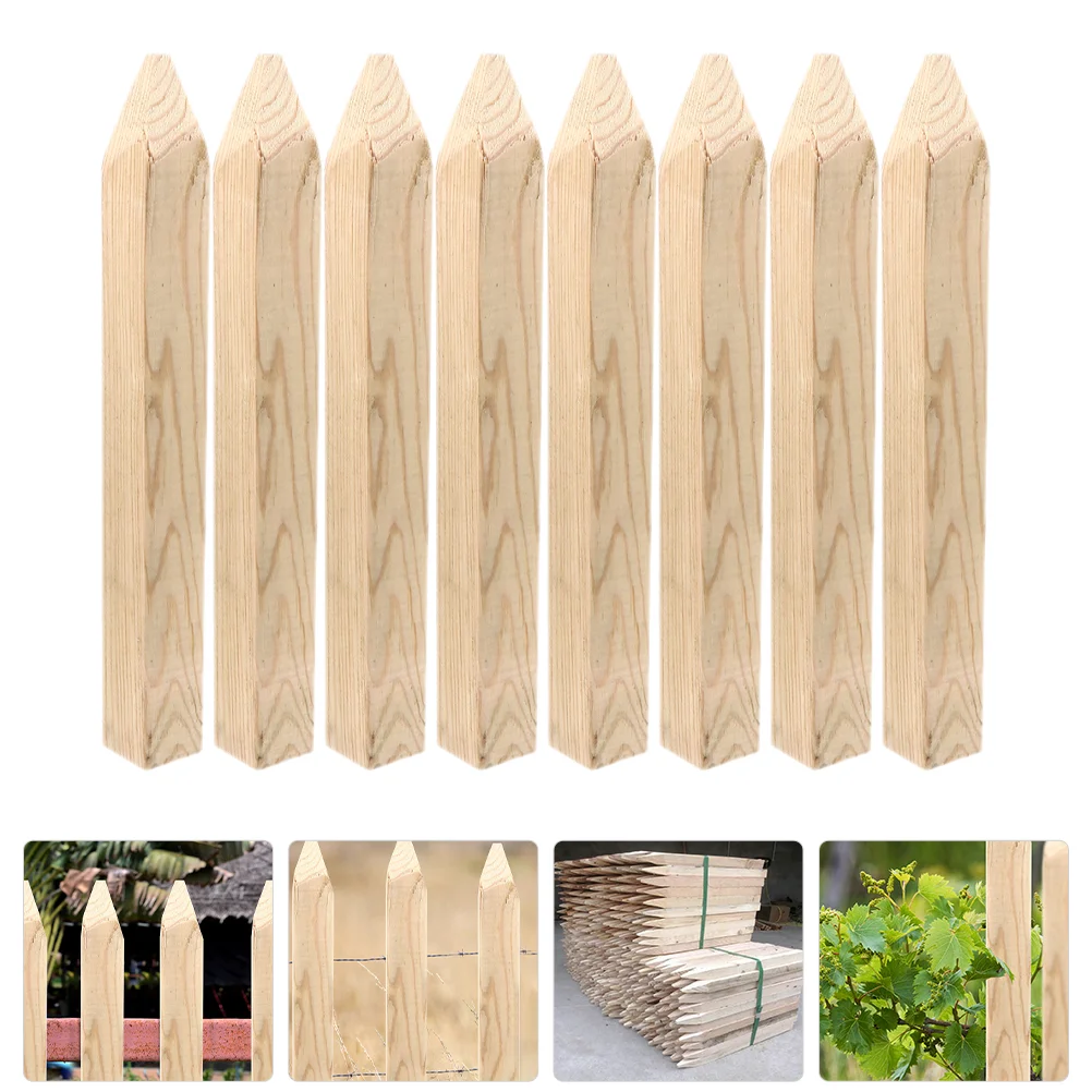 

8 Pcs Ground Wooden Posts Edging Fence Garden Stake Signs Pile Landscape Stakes