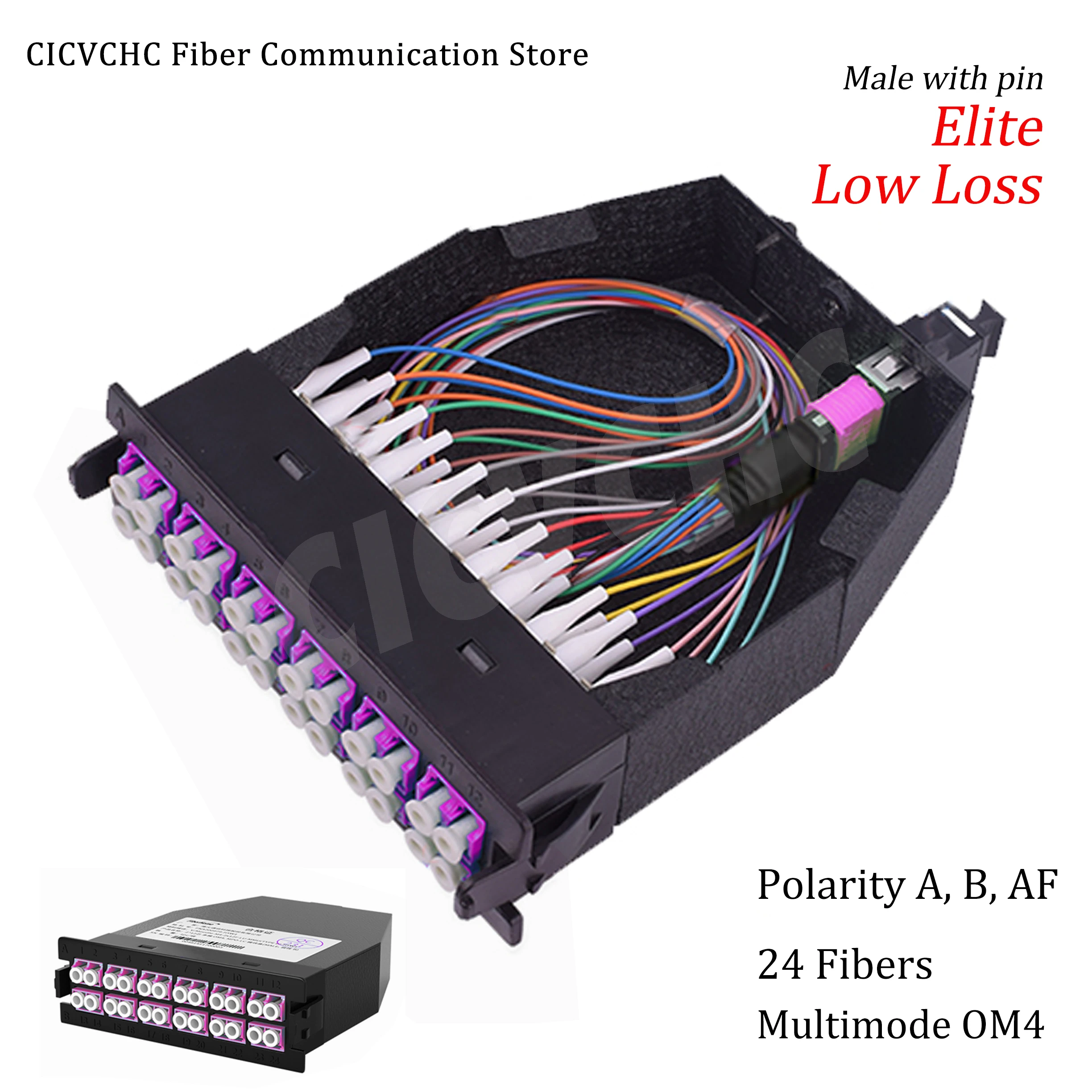 24 Fibers High Density MPO/UPC to LC/UPC Conversion Cassette Module OM4, Polarity A, AF, B- LGX Box