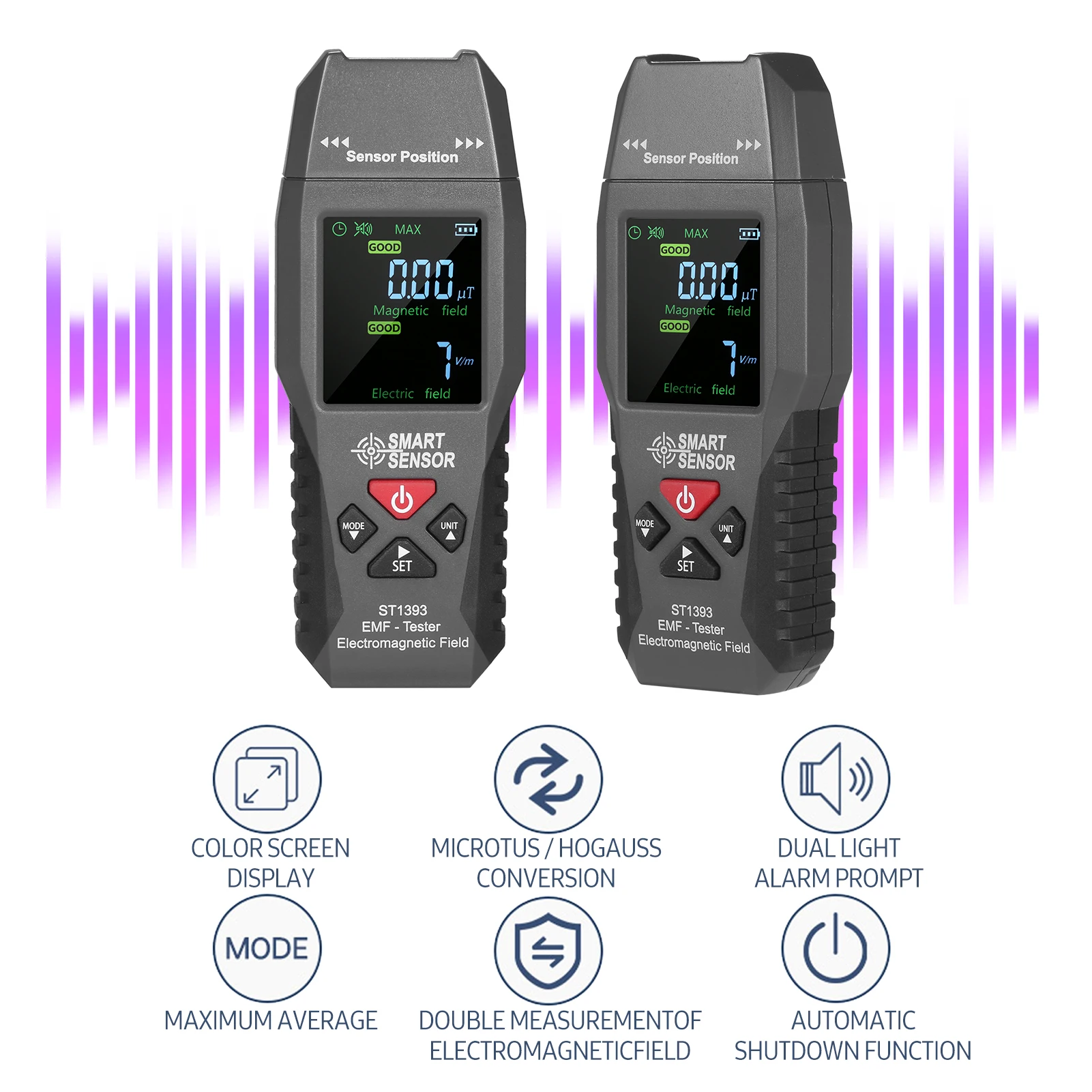 

SMART SENSOR ST1393 EMF Meter Electromagnetic Field EMF Detector Handheld Digital LCD Electromagnetic Field Radiation Tester