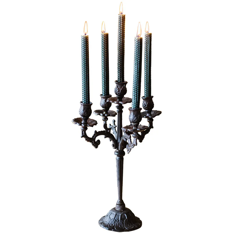 

YY Cast Iron Candle Holder Table Decoration European Candlelight Dinner Props Romantic Lamp