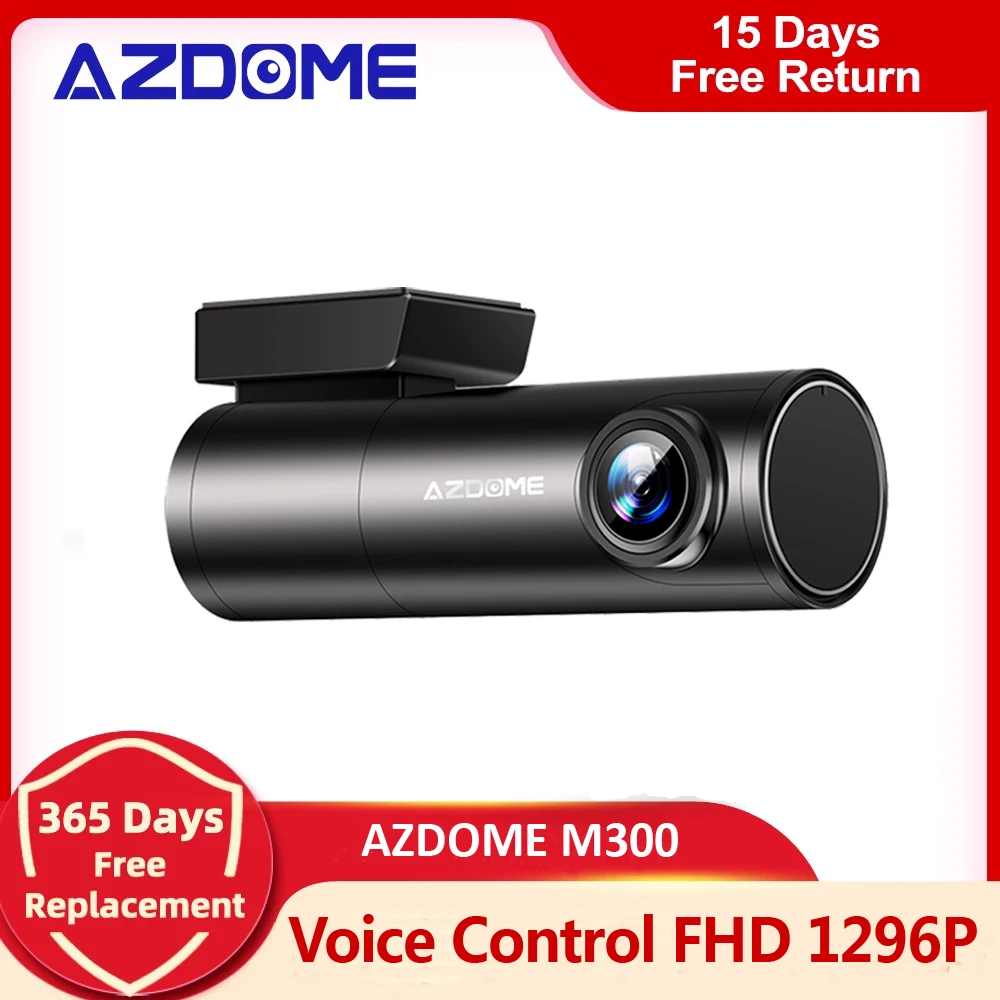 AZDOME M300 1296P Dash Cam English Voice Control Mini Car DVR WiFi Dashcam Night Vision G-Sensor 24H Parking Monitor