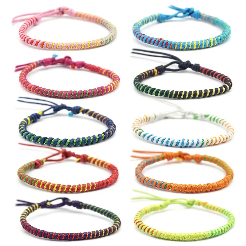 

10 Pieces / Set Colorful Mix Braid Friendship Bracelets for Man Women Jewelry Gift DIY Handmade Rope Wholesales Bangles