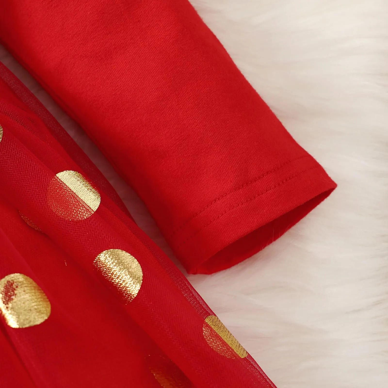 Рождественские платья из тюля с длинными рукавами и принтом оленя для маленьких