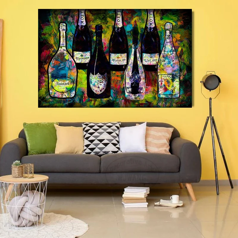 

Champagne Graffiti Wall Art Canvas Painting Pop Culture Posters and Prints Wall Picture Home Decor Artwork Boyfriend Gift Ideas