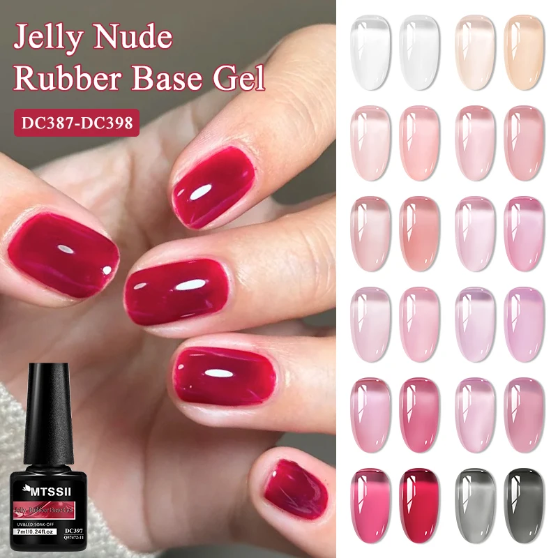 Фото Гель-лак для ногтей Jelly White Rubber Base, нюдово-розовый, полупрозрачный, самовыравнивающийся, снимаемый, УФ-гель для наращивания, лак для маникюра №4