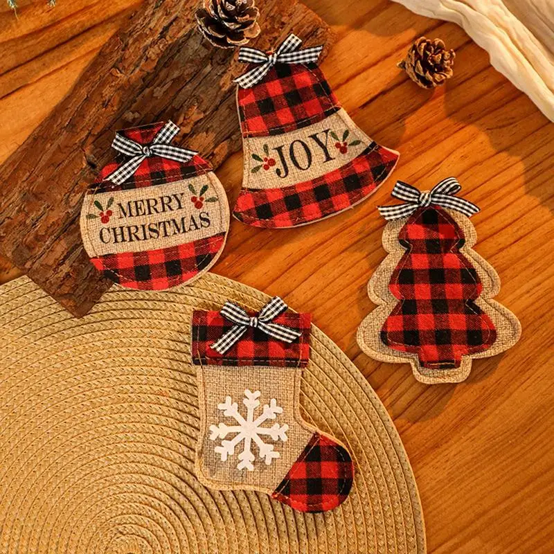 Новый рождественский держатель для столовых приборов нож вилка ложка карманные