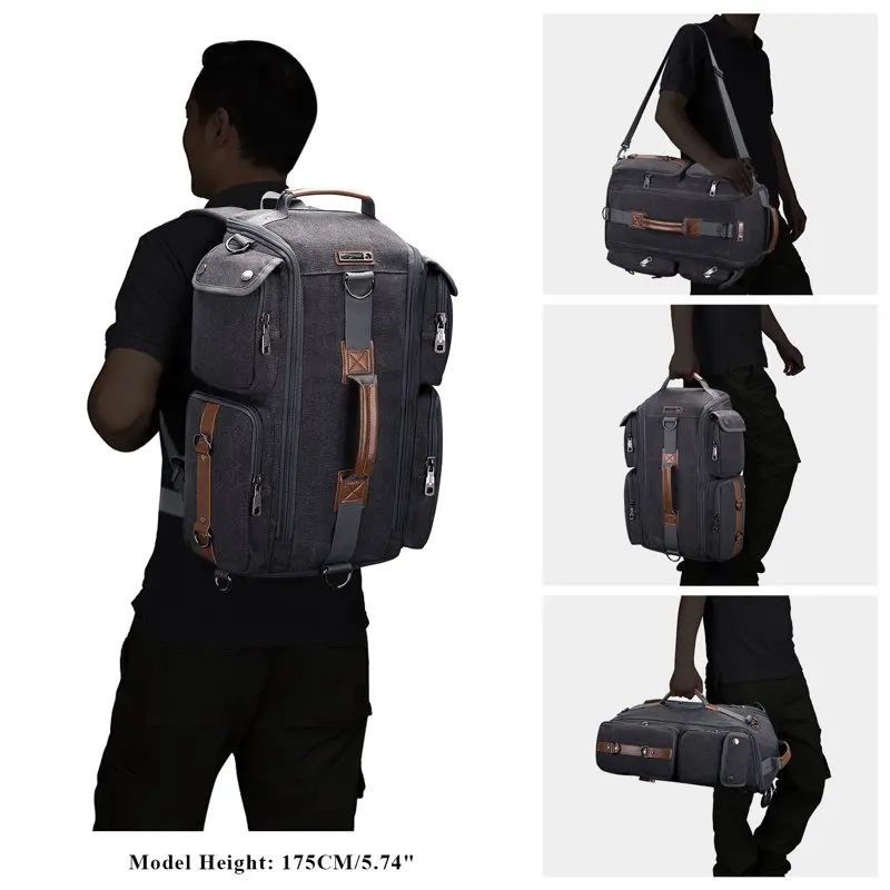 Travel Backpack for Men Carry On Canvas Backpack Outdoor Duffel Bag 6661 Black