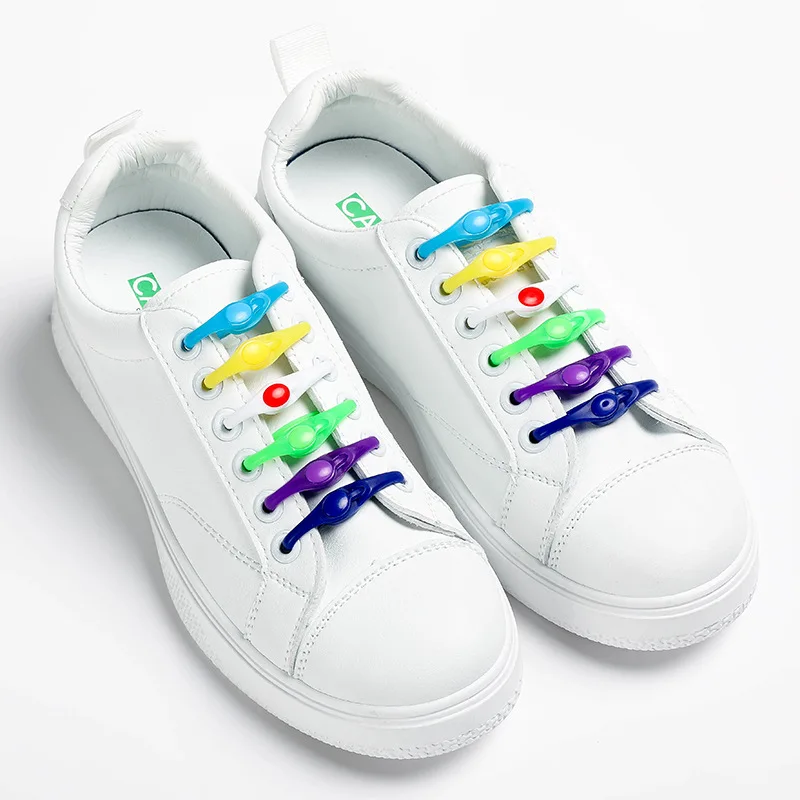 

20Pcs Fashion Hot Sell Stretch Silicone Shoe Laces No Tie Shoelaces Kid Adult For Sneakers Quick Lazy Laces Color Capsule Buckle