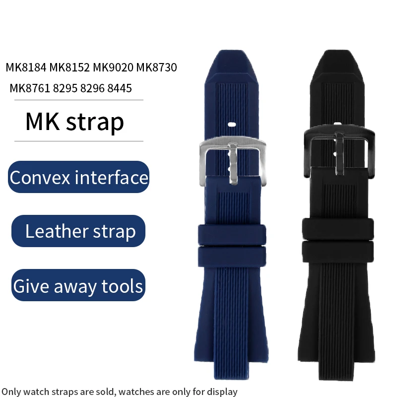 

Silicone rubber strap for MK Series MK8184 MK8152 MK9020 MK8730 MK8761 8295 8296 8445 Convex interface wristband 29*13mmbracelet