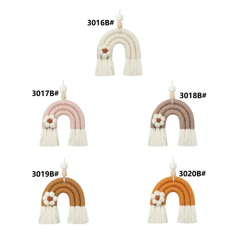

Macrame Rainbow Wall Hanging Decorative Colored for Boho Home Decor Nursery Dorm Drop Shipping