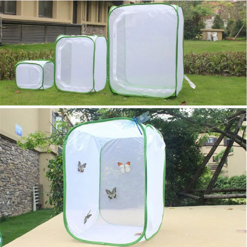 Collapsible Insect Cage Mesh Habitat Bird Butterfly Mantis Stick Grid Breeding Cricket Net Cloth Farm Cocoon Silkworm Hatch Cage