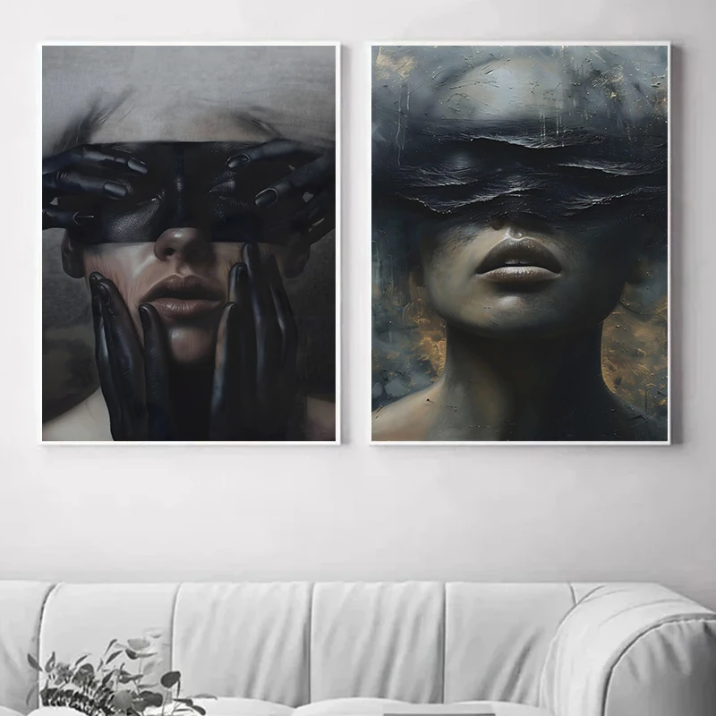 Surreal повязка на глаза Женская абстрактная фотография и печать холсте Настенная