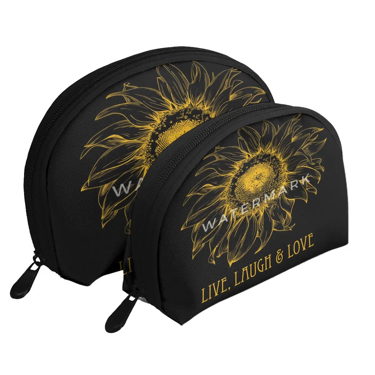 

Sunflower Drawing - Live Laugh Portable Bags Clutch Pouch PortableIdeal For Travel Personalised Pattern