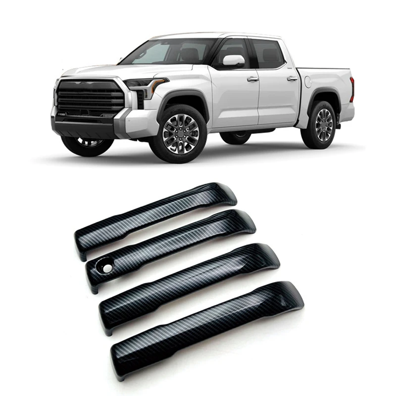 

4Pcs ABS Carbon Fiber Outer Side Door Handle Cover Trim With Smart Hole For Toyota- 2022+