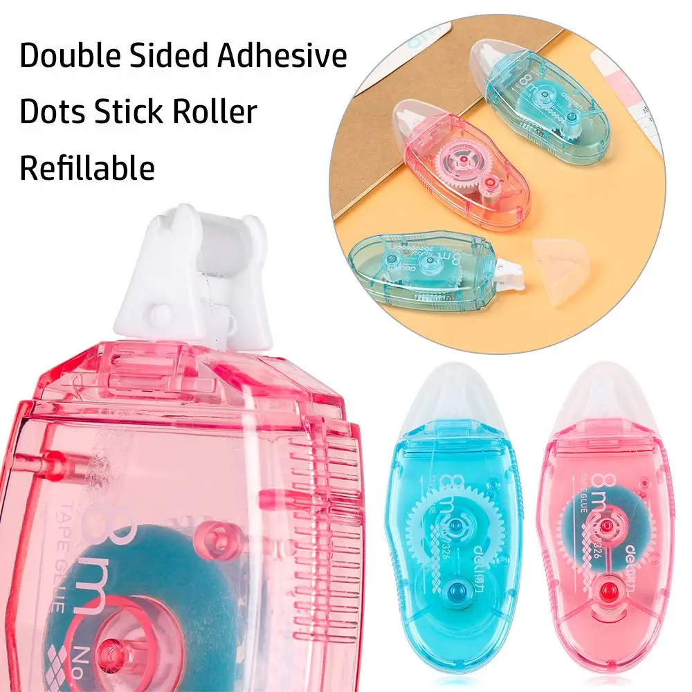

Stationery Lovely Creative Refillable Dots Stick Roller Double Sided Adhesive Office Supplies Glue Tape Dispenser