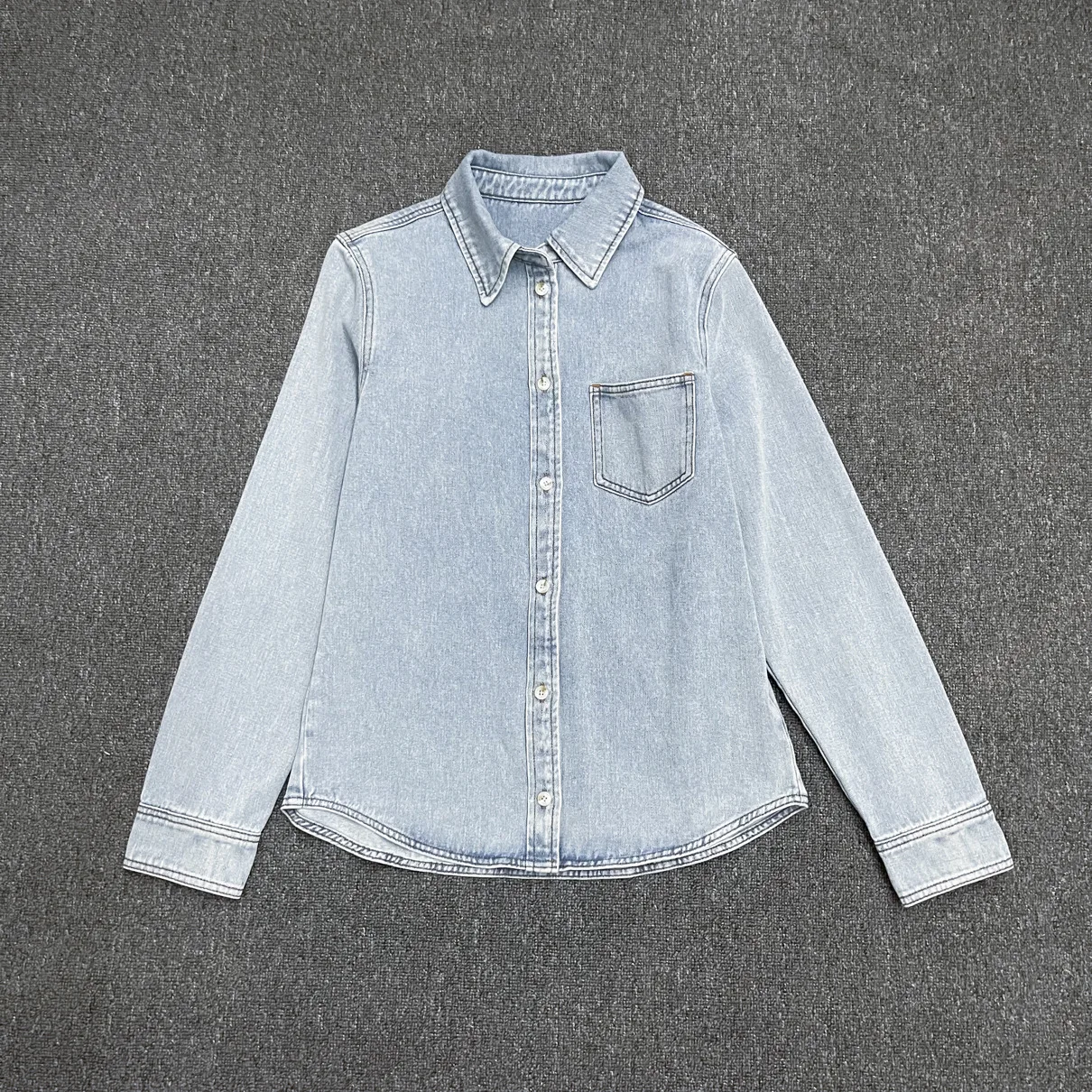 Maxdutti женская джинсовая рубашка с длинным рукавом цвет голубой Женская