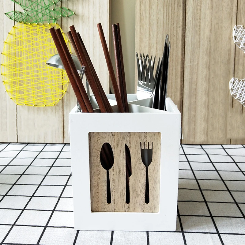 

Wooden Utensils Holder Cutlery Kitchen Flatware Cutlery Storage Flatware Caddy Spoons Forks Knifes Chopsticks Organizer
